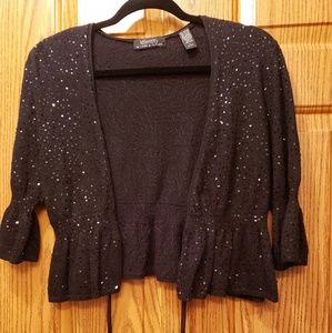 Lord & Taylor blk draw  waste sequence sweater.